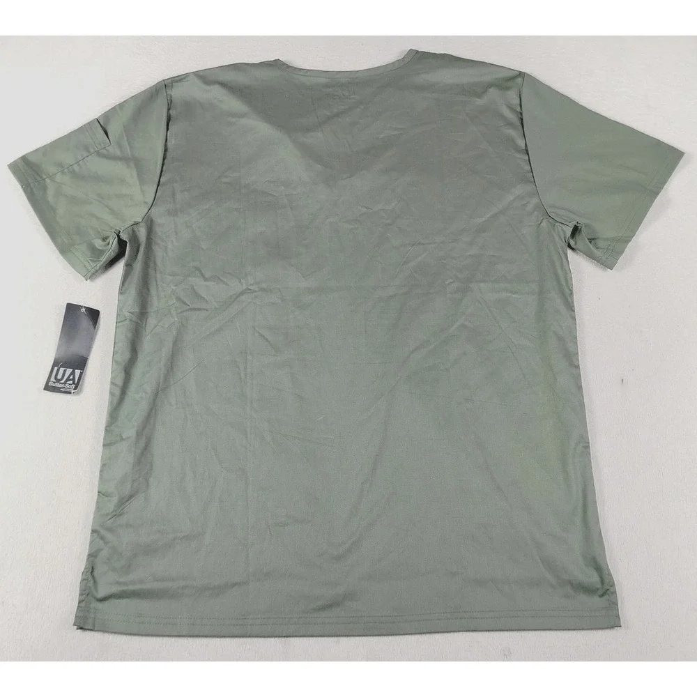 UA Butter-Soft Scrub Top Mens Medium Green V Neck Texas Health Hospital Nurse ER